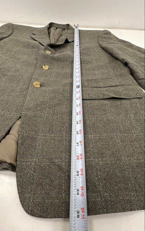 Pal Zileri Men's Gray Windowpane Blazer Made in Italy Sz 48