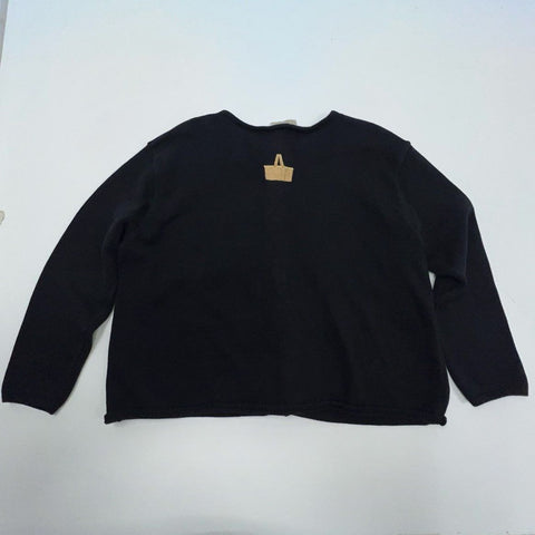 Vintage Y2K Longaberger Women's Black Leaf Basket Cotton Cardigan Sweater 2X