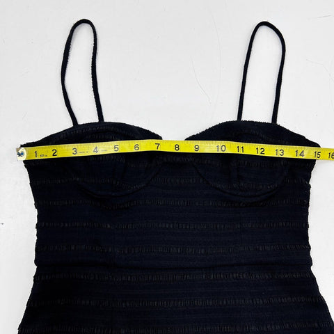 Hutch Women's Black Textured Striped Bustier Mermaid Hem Midi Dress Sz 0