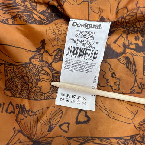 Desigual Women's Tan Gray Wool Blend Art to Wear Blazer Jacket Size 12