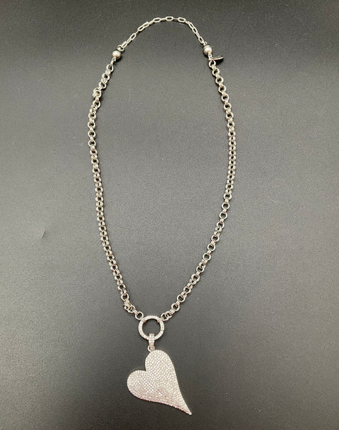 Alexa Rae Miranda Clara Silver Tone Necklace Lot of 3 Pavé Star Heart Coin