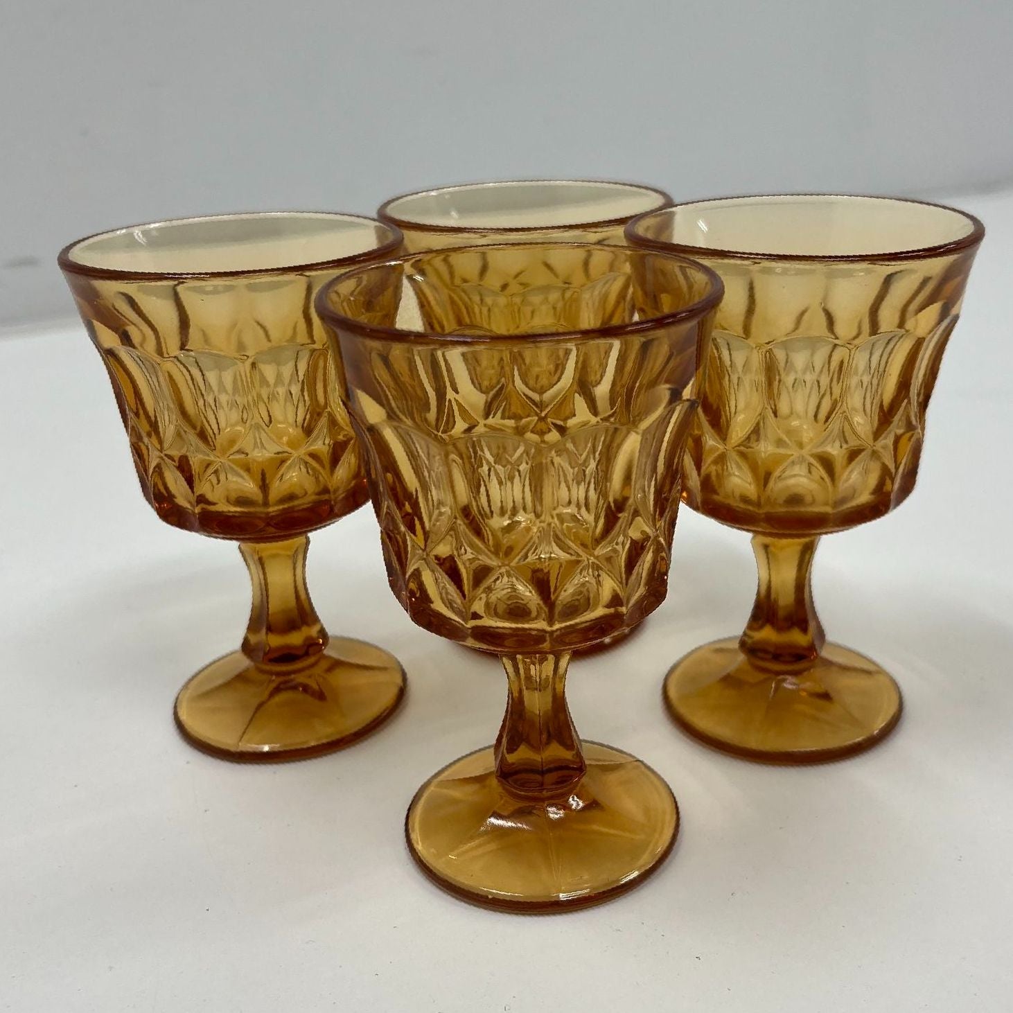 Vintage Noritake Perspective Amber Wine Goblets Set of 4