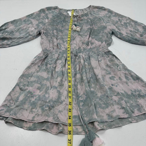 Young Fabulous & Broke Women's Junia Dress Green Gray Tie Dye Tassel Sz S NWT