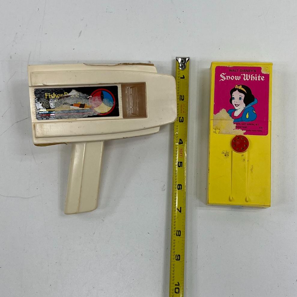 Vintage 1970s Fisher Price Movie Viewer Toy Lot Goofy Snow White Cartridges