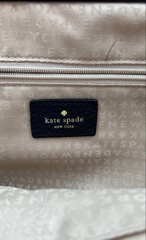 Kate Spade Black Pebbled Leather Top Handle Satchel Crossbody Bag Gold