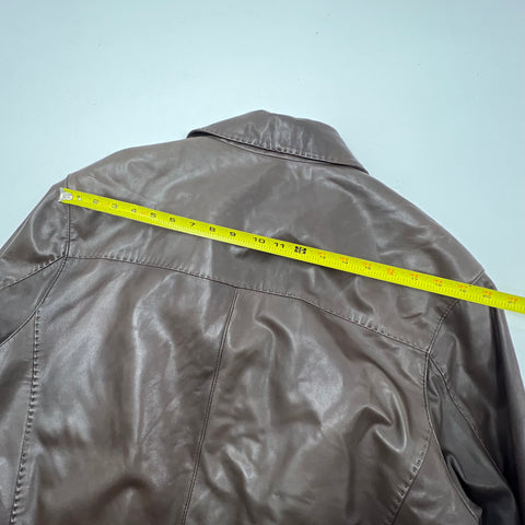 Marc New York Brown Leather Bomber Full Zip Jacket Men's M