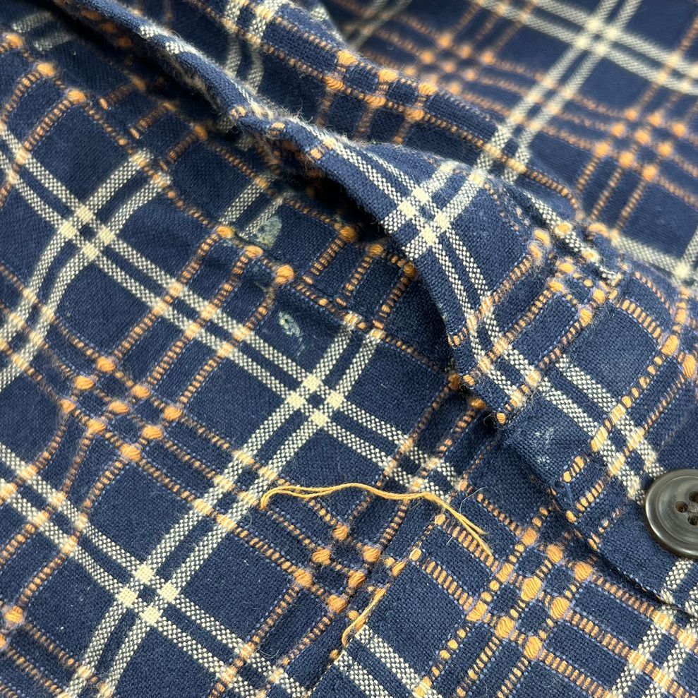 Men's LL Bean Blue Orange Plaid Long Sleeve Button Up Cotton Shirt - Size XLT