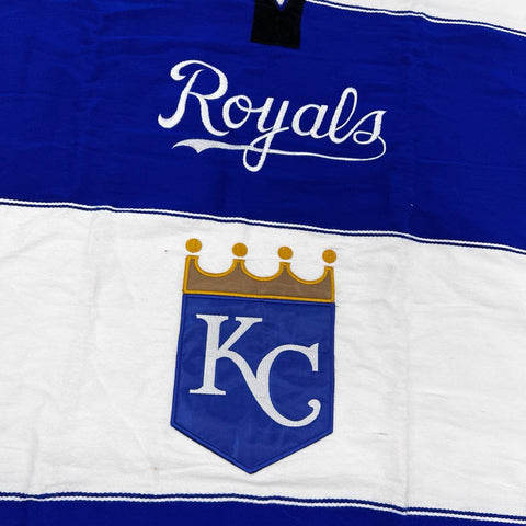 Vintage 90s Kansas City Royals MLB Fringed Stadium Poncho Blue White One Size