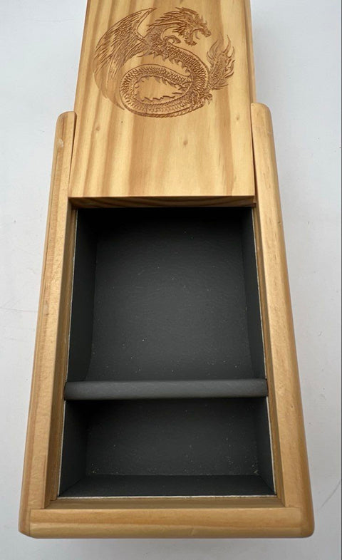 Ark Premium Wooden Dice Tray Vault Dragon Laser Etched Sliding Lid