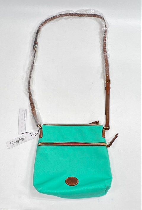 Dooney & Bourke Seafoam Green Canvas Crossbody Bag Leather Trim NWT