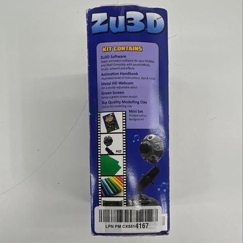 Zu3D Stop Motion Animation Kit HD Webcam Green Screen PC Mac iPad New Open Box