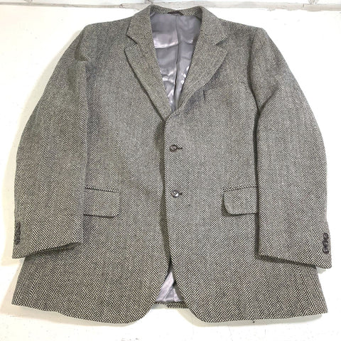 Vintage 70s Monsieur Lauro Brown Wool Herringbone Blazer Sport Coat Men's 44