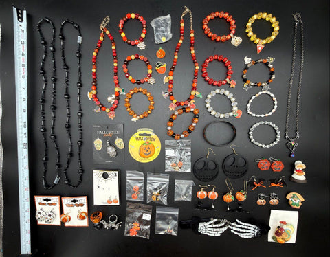 Halloween Fall Thanksgiving Jewelry Lot 40+ Pc Necklaces Bracelets Earrings 2lb