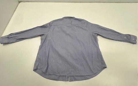 Lauren Ralph Lauren Women's Blue White Pinstripe Non-Iron Cotton Shirt Sz 2X
