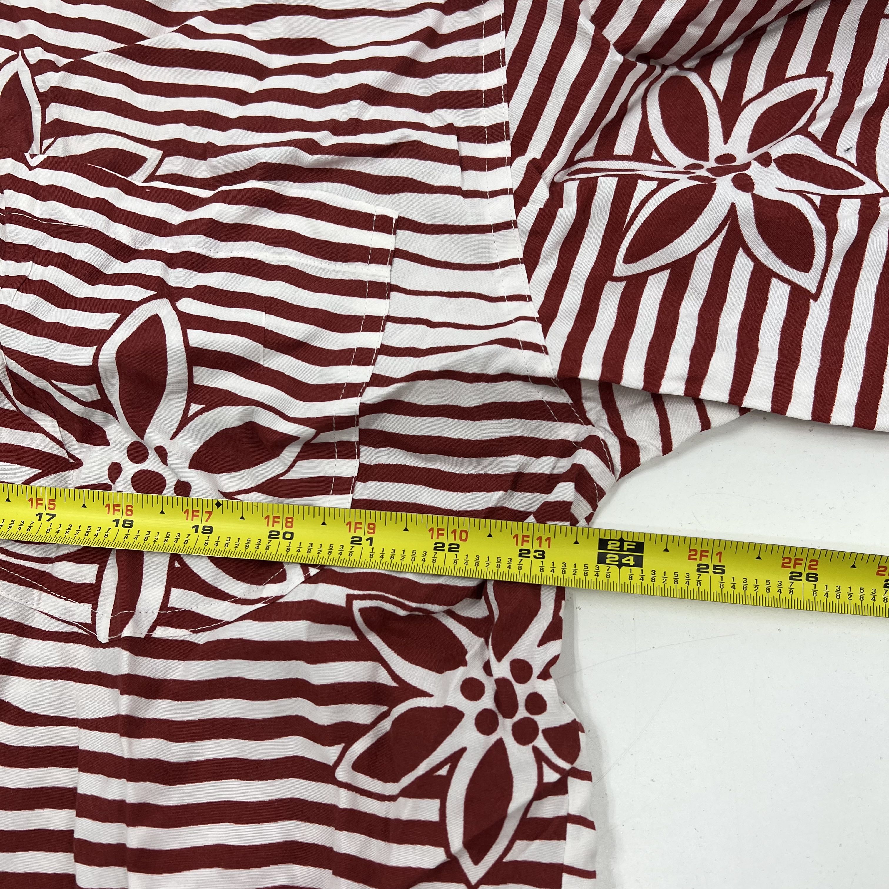 Vintage 90s Tommy Bahama Floral Stripe Hawaiian Camp Shirt Button Up Rayon Sz L