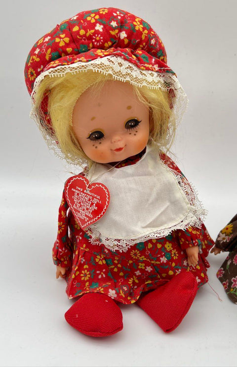 Musical Doll Lot of 3 Vintage Handcrafted Floral Dress 8 Inch Tested Working