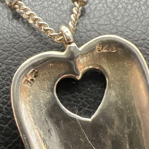 925 Sterling Silver Heart Pendant Necklace 6.33g