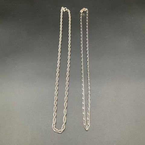 Vintage Whiting & Davis Silver Tone Necklace Lot 2 Rope & Link Chains 24"