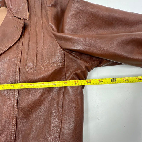 Vintage 70s Gittels Angel Skin Cabretta Leather Car Coat Jacket Sz 42