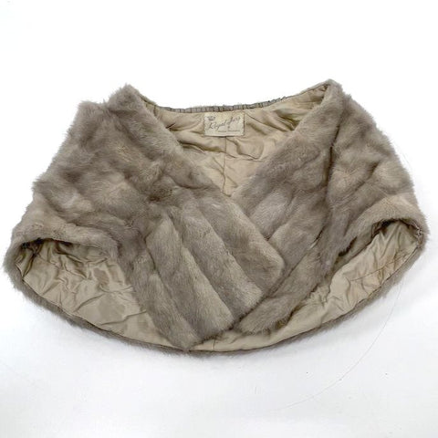 Vintage Royal Furs Women's Real Fur Shawl Stole Gray Taupe Handstitched Salinas