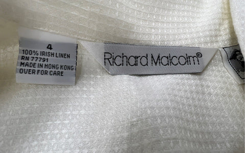 Vintage 80s Richard Malcolm 100% Irish Linen Short Sleeve Shirt Sz 4