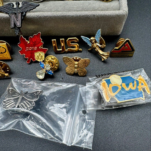 Vintage to Modern Costume Lapel Pin Lot Mixed Themes Military Nursing Religious