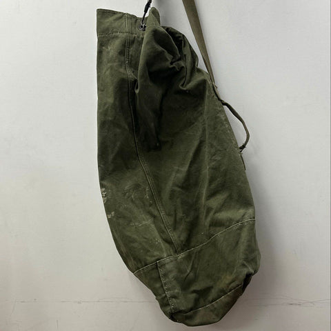 Vintage 40s WW2 US Military Canvas Duffel Cargo Bag OD Green Stenciled