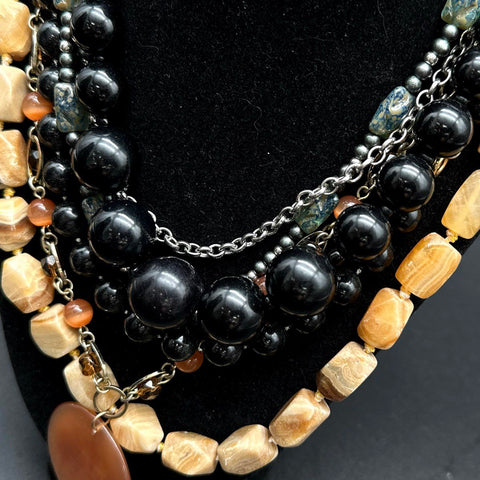 Statement Necklace Jewelry Lot of 6 Chunky Beaded Bohemian Mixed Media Designs