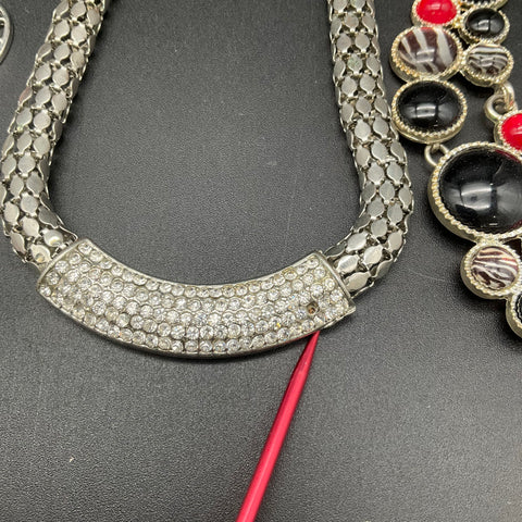 Vintage and Modern Statement Necklace Lot of 7 Bib Mesh Boho Charm Rhinestone