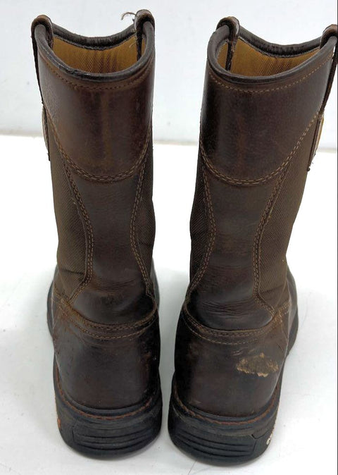 Carhartt Wellington Pull-On Steel Toe Brown Leather Work Boots Size 9