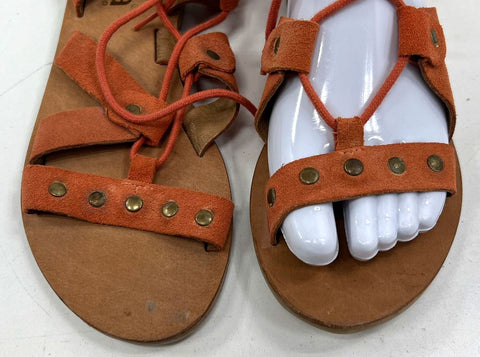New Diba Terracotta Suede Studded Lace Up Gladiator Sandals Womens Size 6
