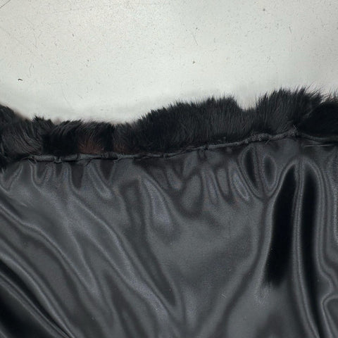 Vintage 1950s Black Real Fur Shawl Capelet Hand Stitched Satin Lining Sz OS