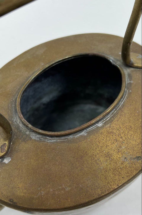 Antique Brass Tea Kettle Gooseneck Spout Oval Body Rustic Decorative 9.5"