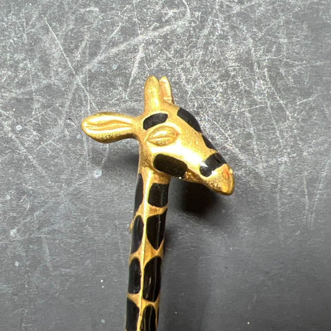 Carol Lee Black Enamel Giraffe Gold Tone Brooch