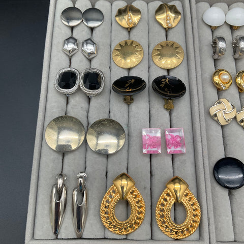 Vintage Designer Clip On Earrings Lot 19 Pairs Trifari Monet Renoir Joan Rivers