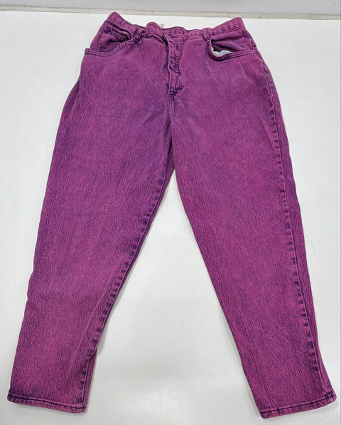 Vintage 90s Women's Purple Overdyed Acid Wash High Rise Tapered Jeans Sz 24W