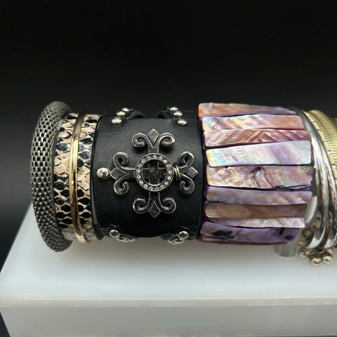 Vintage & Modern Costume Jewelry Lot of 13 Bracelets Leather Beaded Cuff Bangle