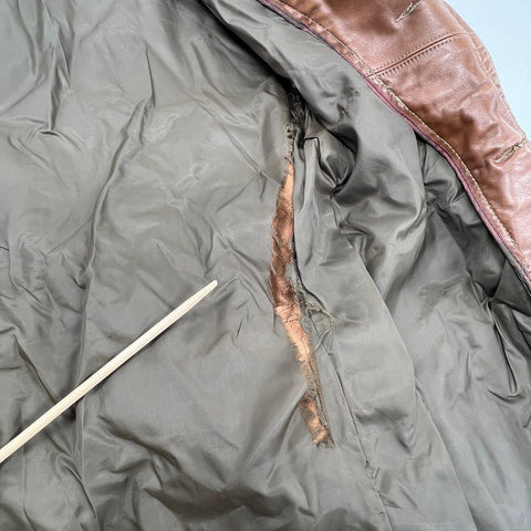 Vintage 70s R. Sherman Men's Brown Leather Belted Safari Field Jacket M