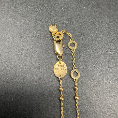 Henri Bendel Gold Tone Crystal Station Lariat Y-Necklace Adjustable 18"