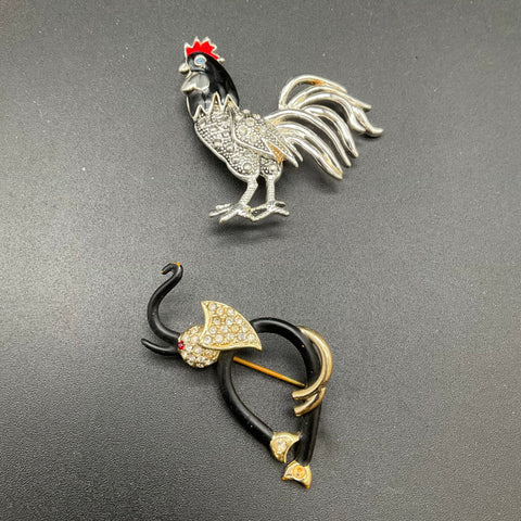 Animal Brooch Jewelry Lot of 9 Vintage and Modern T-Rex Eagle Leopard Elephant