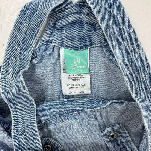 Disney Baby Toy Story Woody Buzz Best Buds Denim Overalls Romper Sz 6/9M