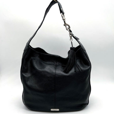 Coach Black Pebble Leather Daisy Hobo Shoulder Bag Large Silver Hardware