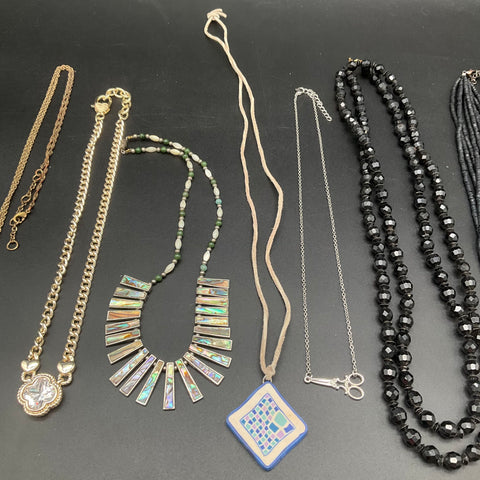 Eclectic Wearable Jewelry Lot 11 Necklaces Abalone Mother of Pearl Boho Modern