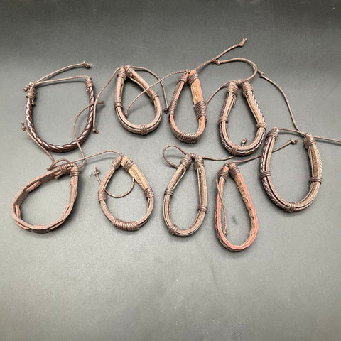 Boho Style Jewelry Lot 21pc Leather Beaded Metal Cuff Bangle Bracelets