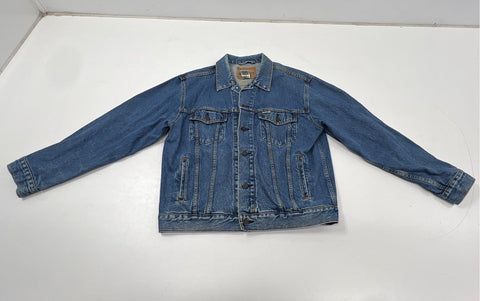 Levi Strauss Signature Men's Blue Denim Trucker Jacket 100% Cotton Sz L