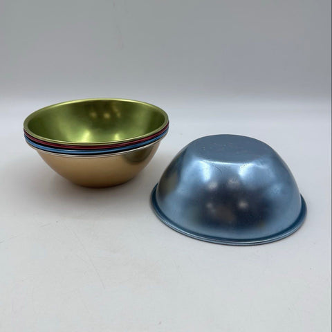 Vintage Anodized Aluminum Nesting Bowls Multi-Color Set 4 Piece 7 Inch