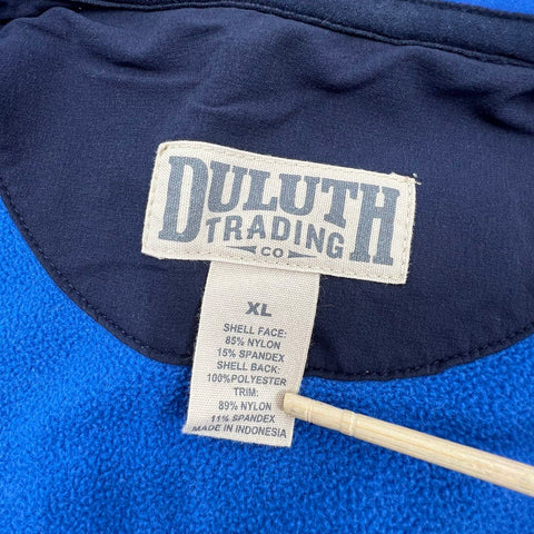 Duluth Trading Co Men's Blue Fleece Lined Softshell Vest Full Zip Colorblock XL