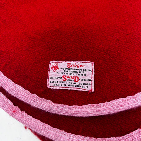 Vintage 60s Sand-Knit Wisconsin Badgers Wool Stadium Blanket W Logo Red