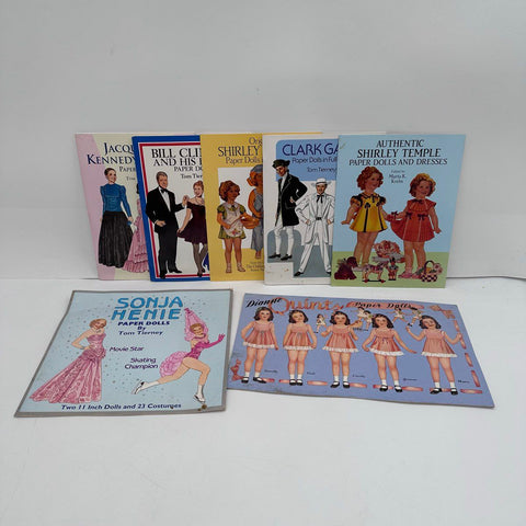 Lot of 7 Vintage Paper Doll Books Dover Shirley Temple Tom Tierney Jackie O