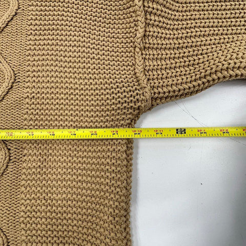 Free People Women's Sweetheart Sweater Tan Cable Knit Cropped Chunky Cotton M